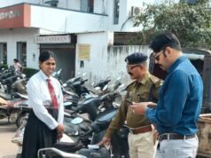 सड़क सुरक्षा माह के तहत राजनांदगांव में संयुक्त जांच अभियान, छात्रों को दी गई जागरूकता