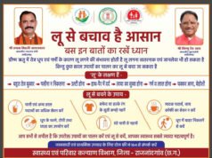 स्वास्थ्य विभाग द्वारा लू से बचाव के संबंध में आवश्यक समसामयिक सलाह…