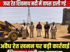 अवैध रूप से भण्डारित रेत को शिवनाथ नदी खुज्जी पुल के पास पुन: नदी में डाला गया…