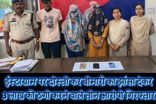 इंस्टाग्राम पर दोस्ती कर बीमारी का झांसा देकर 03 लाख की ठगी करने वाले तीन आरोपी गिरफ्तार…