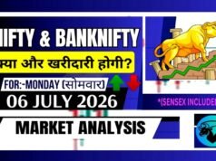 6 जुलाई 2026 को निफ्टी और सेंसेक्स ने व्यापार सप्ताह की शुरुआत मामूली बढ़त…